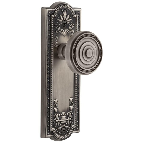 Grandeur PARSOL_PRV_238 Parthenon Solid Brass Rose Privacy Door Knob Set with Soleil Door Knob Set and 2-3/8" Backset