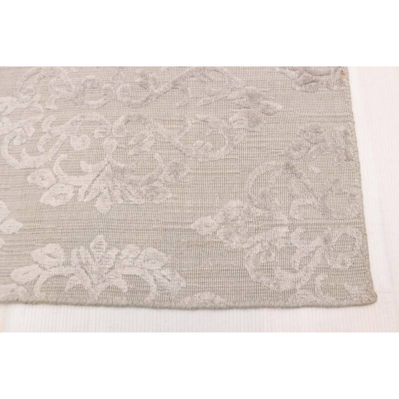 ECARPETGALLERY Hand Loomed Elysian Light Grey Viscose, Wool Rug - 5'0 x 8'0