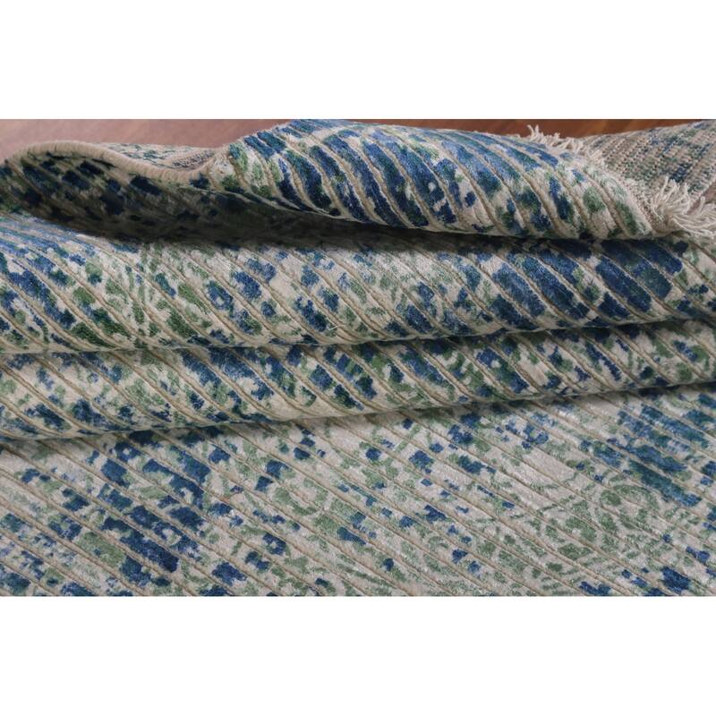 Abstract Area Rug Hand-Knotted Modern Wool Carpet - 5'5"x 7'10"