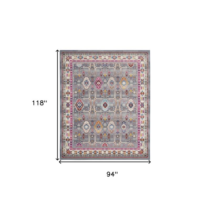 HomeRootsFloral Bohemian Rectangle Area Rug - 118' X '94' X '0.5