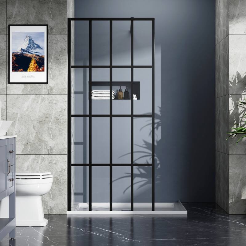 34" X 72" Shower Door Walk - Black