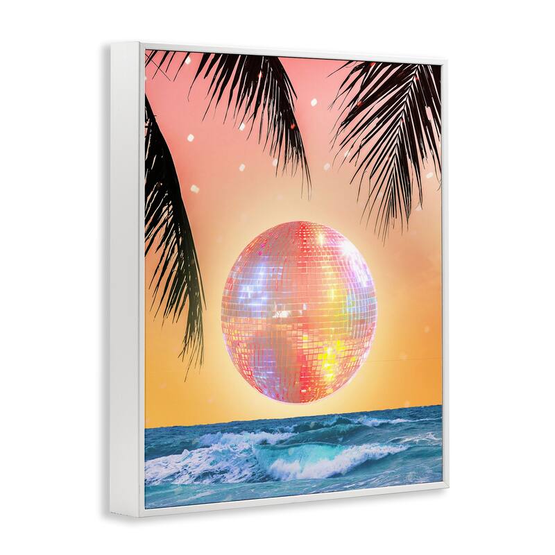 Stupell Tropical Disco Sunset Framed Giclee Art Design By Lil' Rue