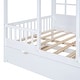 preview thumbnail 9 of 8, Full Size Playhouse Platform Bed with Trundle,Solid Wood House Shaped Bed Frame with Window and Roof,White