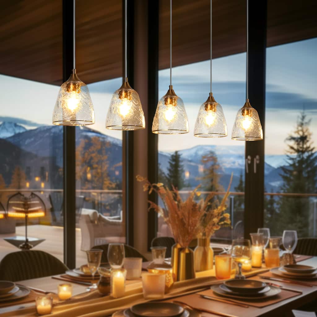 Modern 5-Light Gold Chandelier Linear Island Light for Dining Room - W 45.2" x H 7.8" x D 6"