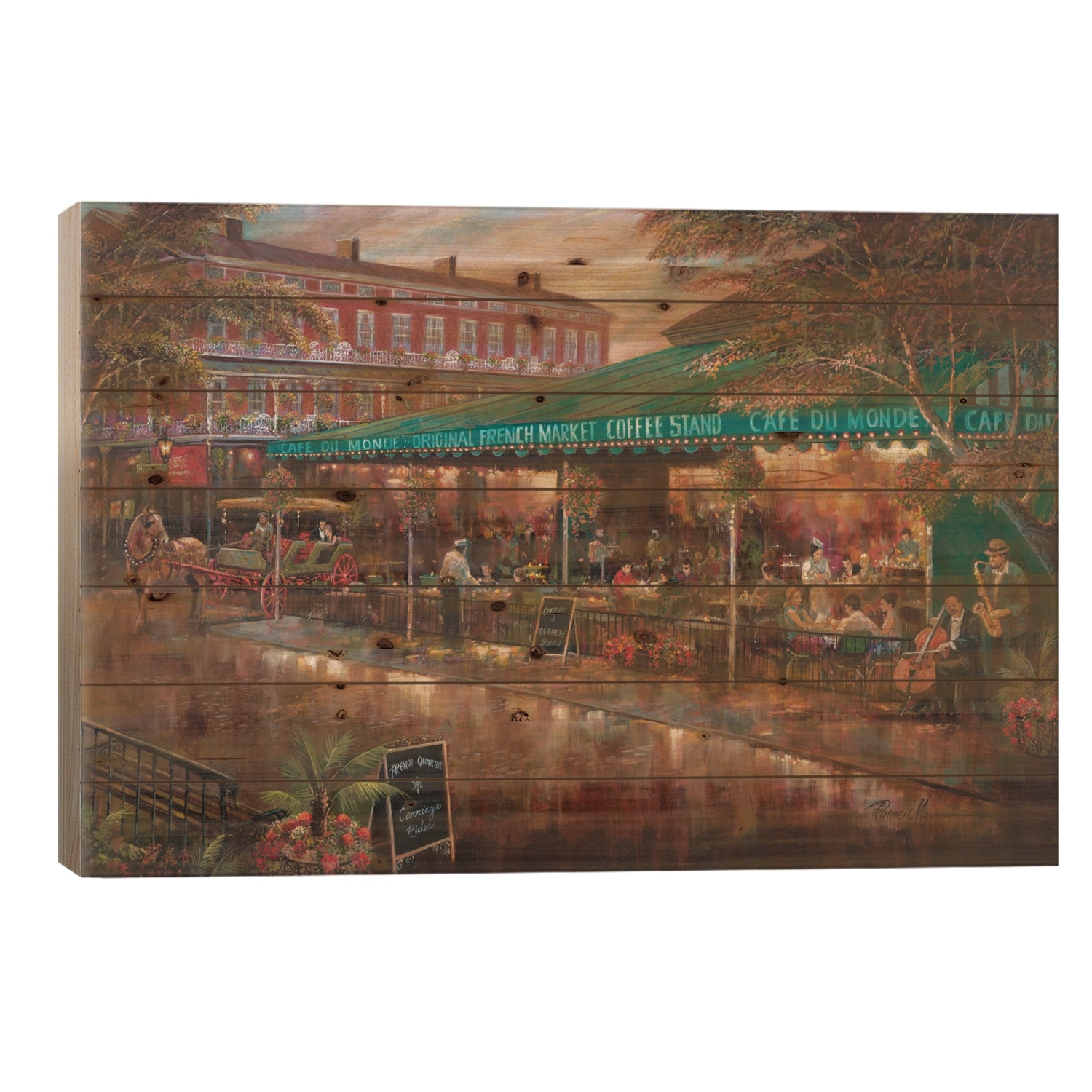 Café Du Monde Print On Wood by Ruane Manning - Multi-Color