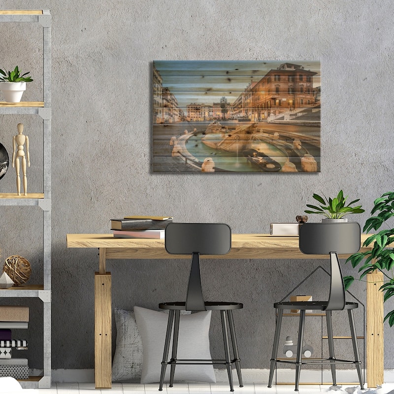 Spagna Square, Rome II Print On Wood by Matteo Colombo - Multi-Color