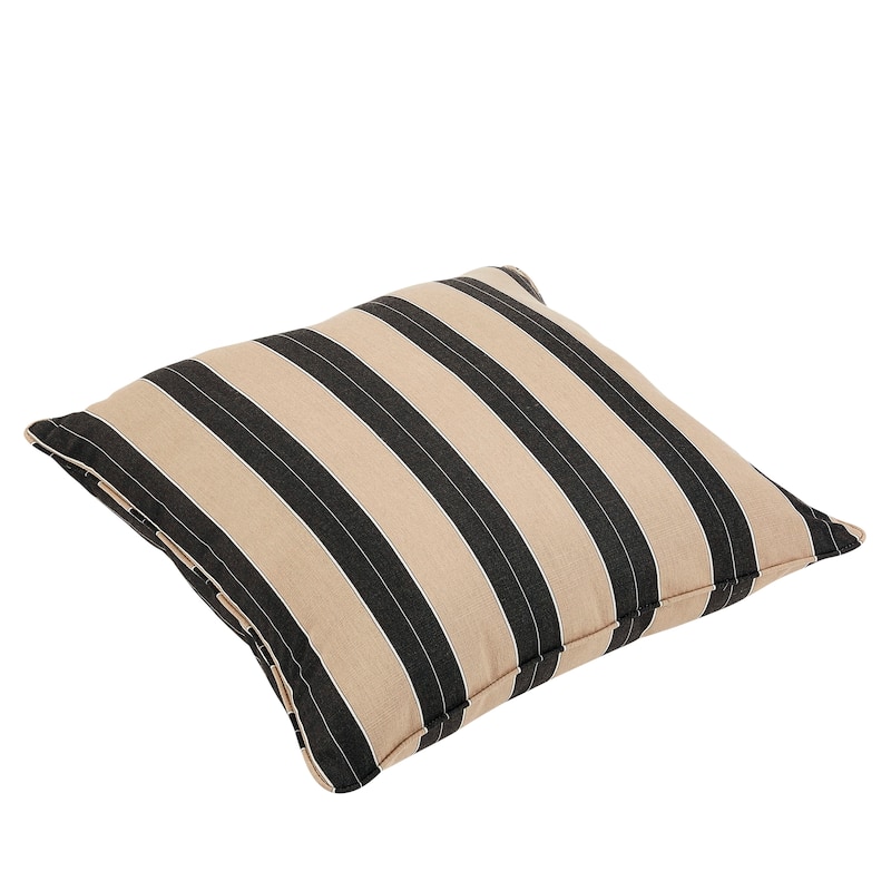 Sorra Home Clara Indoor/ Outdoor 26-inch Square Sunbrella Floor Pillow - 26" - Cocoa Stripe