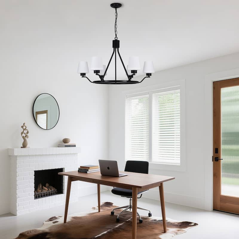 6 - Light Dimmable Kitchen Island Wagon Wheel Chandelier