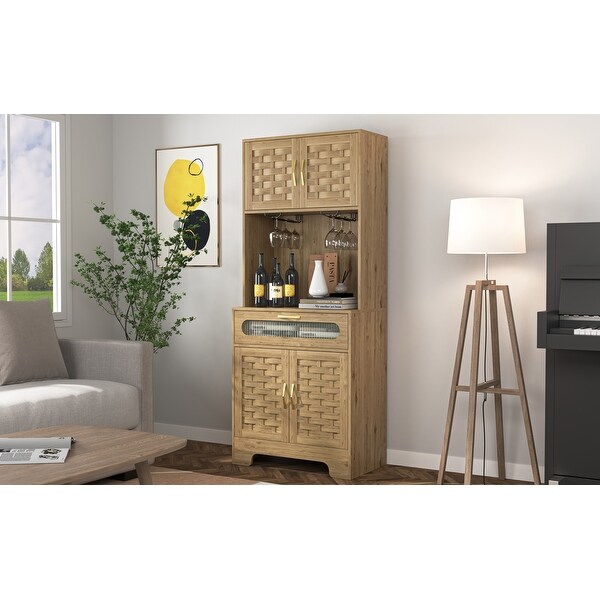 67'' Tall Freestanding Hutch Buffet Cabinet Cupboard - Bed Bath