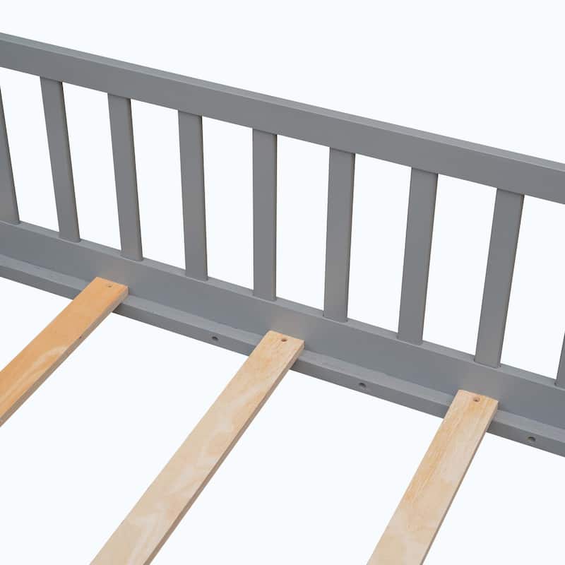 Durable Floor Platform Bed with Fence