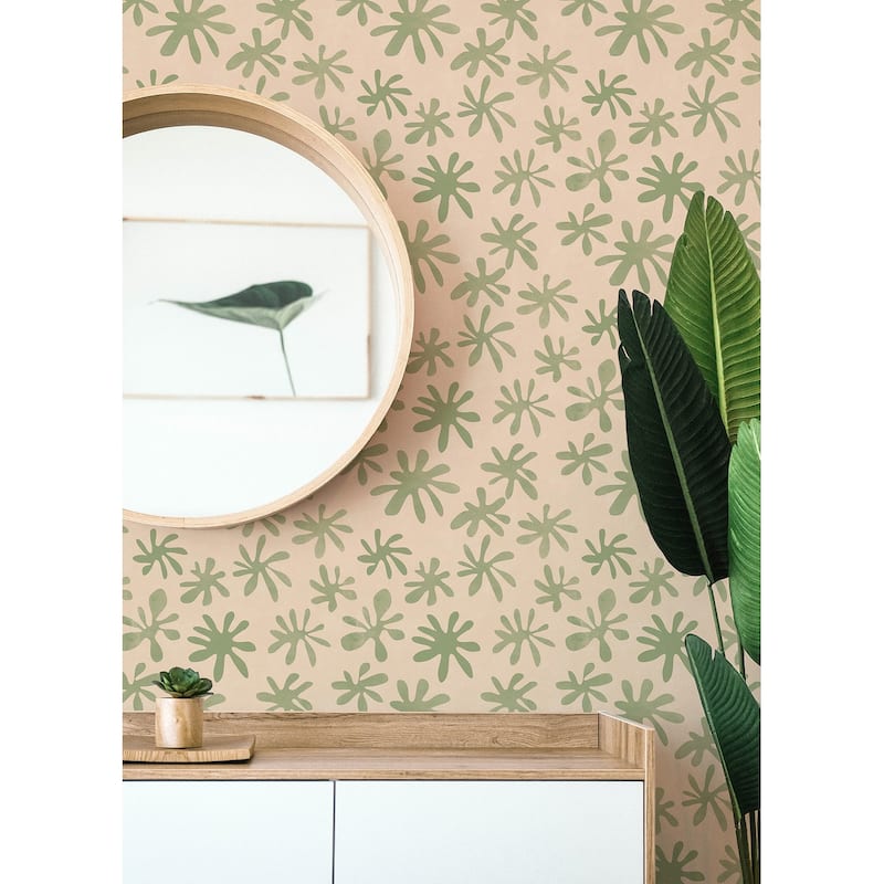 Alja Horvat Blush & Sage Field of Flowers Peel & Stick Wallpaper