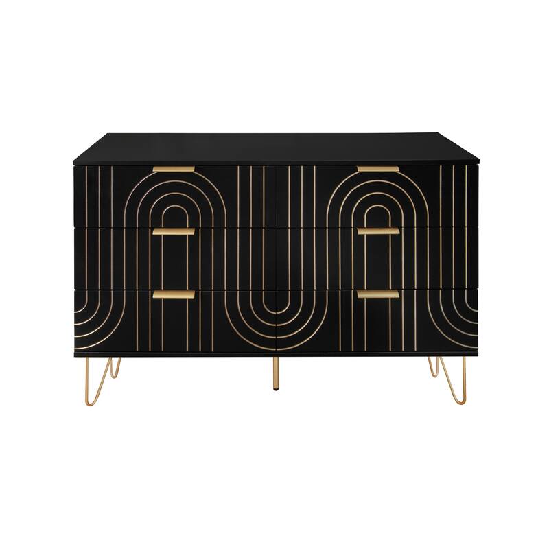 Modern 6 Drawer Dresser, Modern Dresser with Metal Handles
