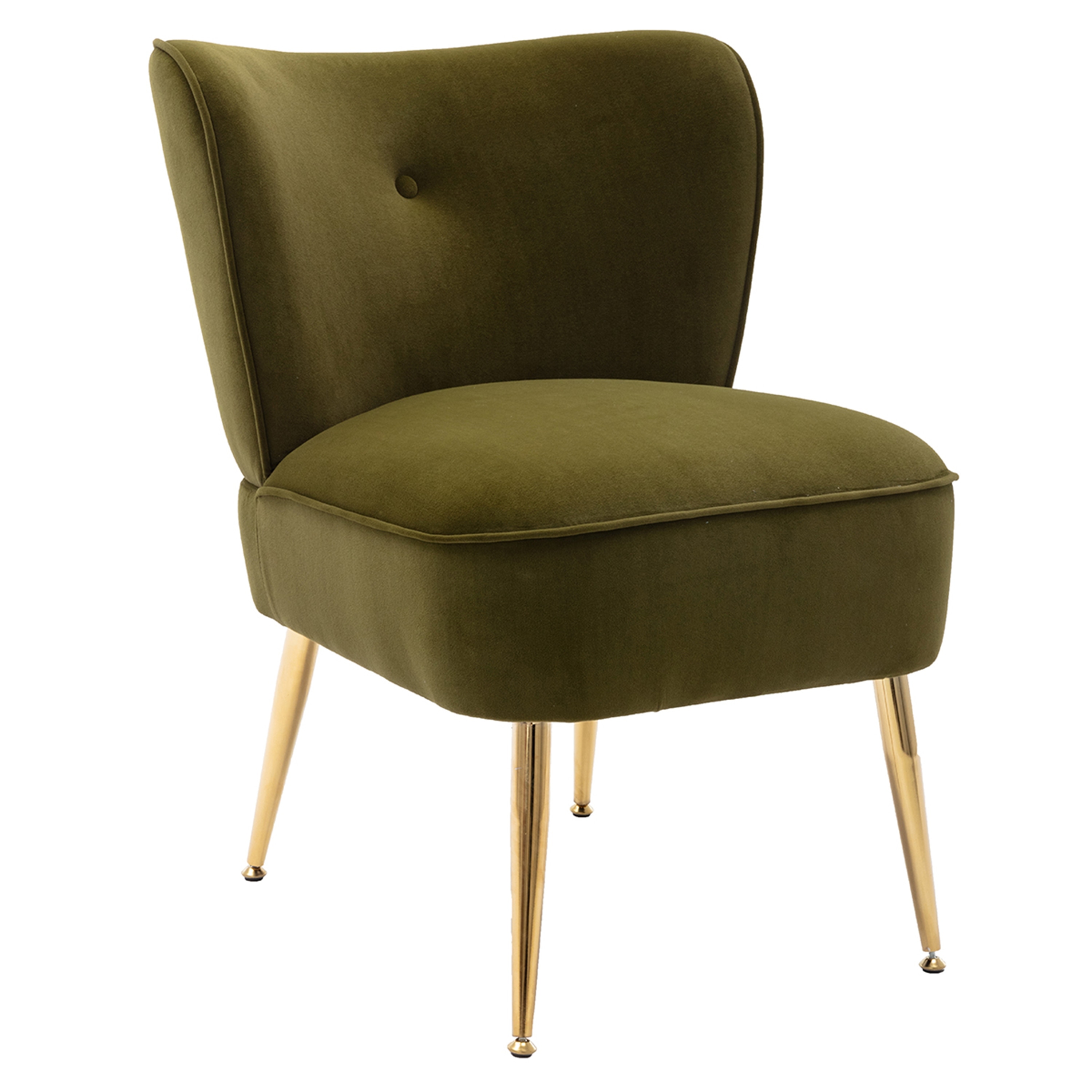 Luxury Glam Style Wingback Side Chair Upholstered聽Leisure Chair Accent Chair with Polished Goldtone Metal Legs