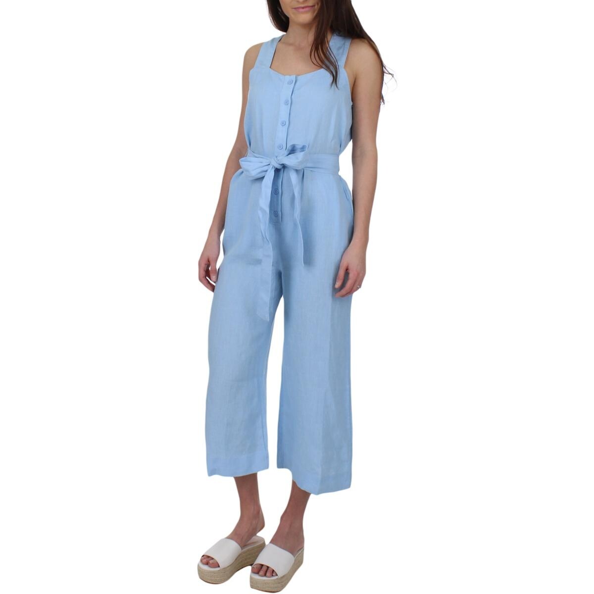 black linen cropped jumpsuit