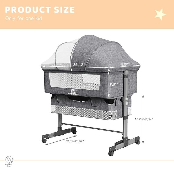 dimension image slide 1 of 2, Baby Bassinet, Bedside Sleeper,Foldable Baby Bed to Bed