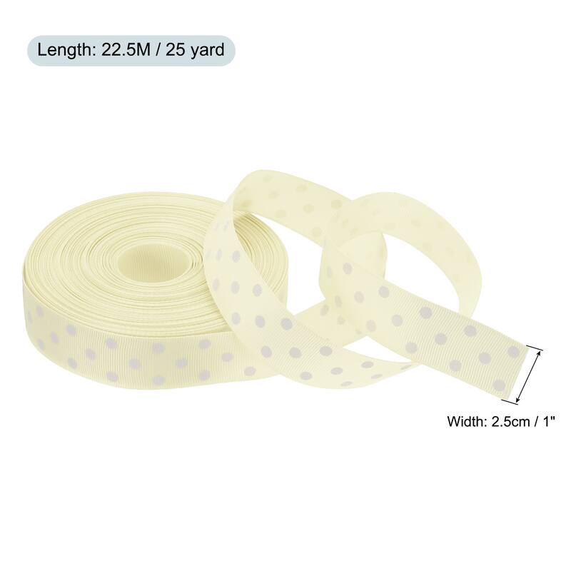 Grosgrain Ribbons with Dots Ribbon Bow Decoration - Beige - 25 Yards 1 Inch