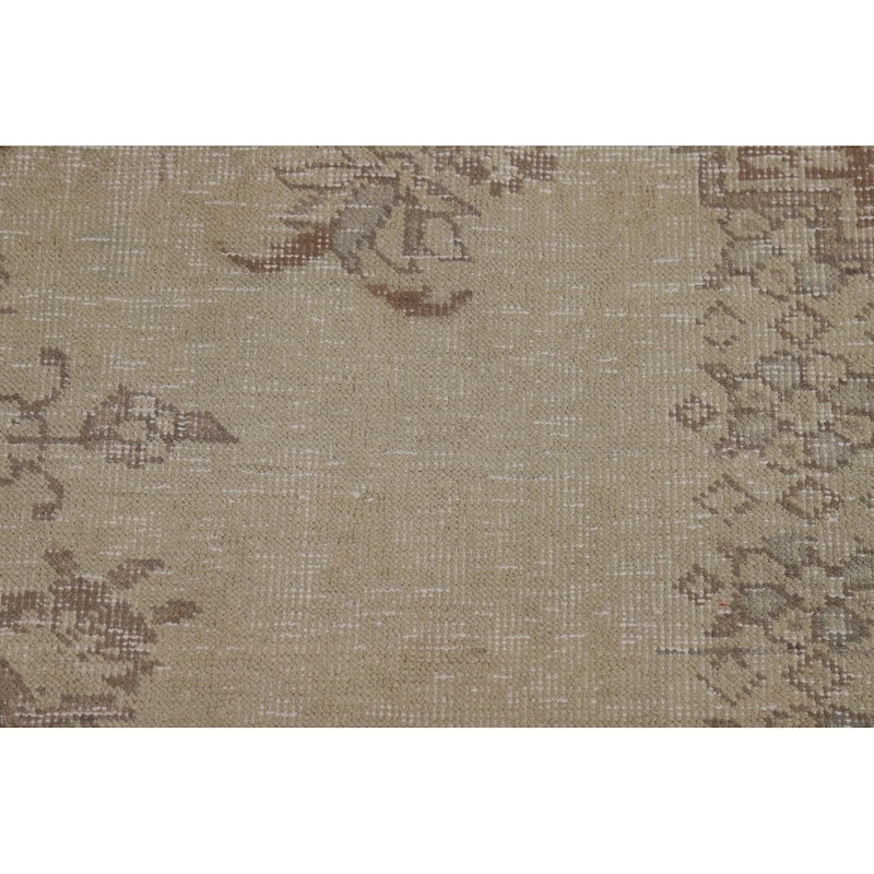 Tabriz Persian Vintage Rug Hand-Knotted Traditional Beige Wool Carpet - 9'9"x 12'6"