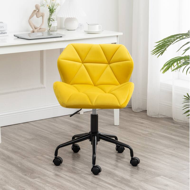 Elegant Tufted Velvet Office Chair with 360° Swivel, Adjustable Height, Memory Foam Cushion, and Ergonomic Back Support