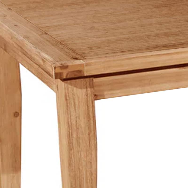 Dining Table, 60-78 Inch Extendable Top, Natural Brown Acacia Wood