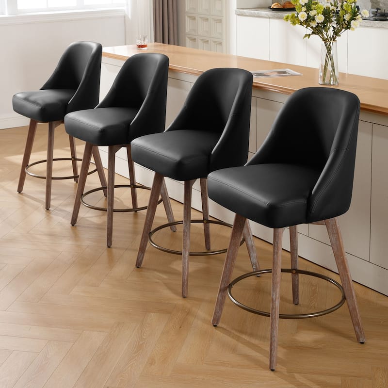 26" Counter Height Swivel Bar Stool, Upholstered Counter Stools - 39.37" (H) x 22.44" (D) x 21.65" (W)