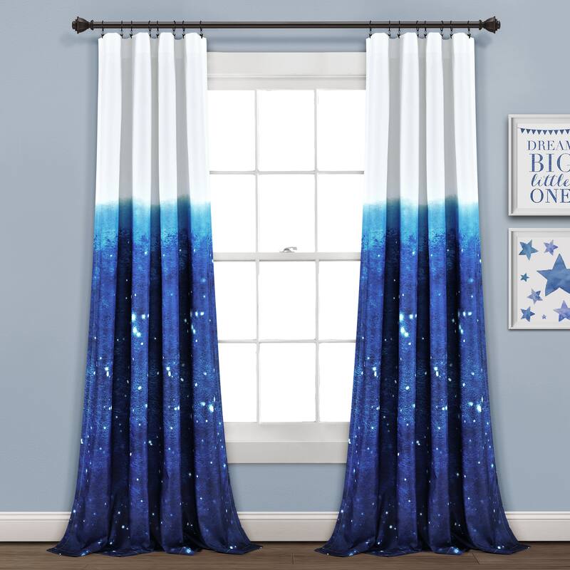 Lush Decor Space Star Ombre Window Curtain Panel Pair - 84" x 52" - 84 Inches