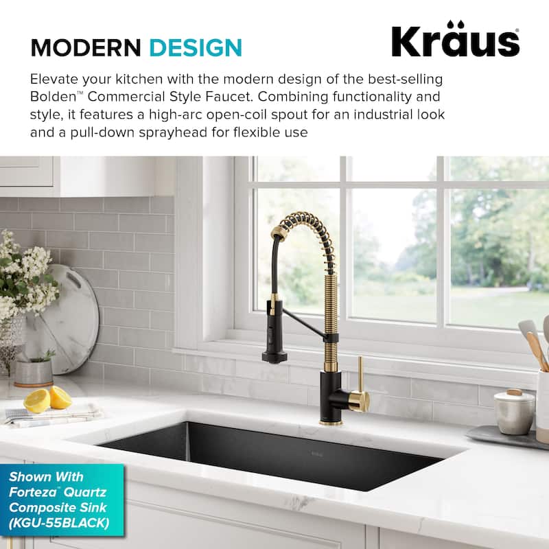 Kraus Bolden 2-Function 1-Handle Commercial Pulldown Kitchen Faucet