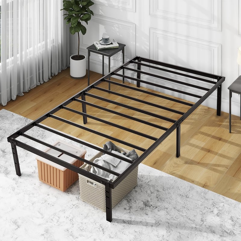 Twin Size Metal Bed Frame Platform Bed / Heavy Duty/ Solid Metal Slat / No Box Spring Needed, Twin Bed Frame - Twin