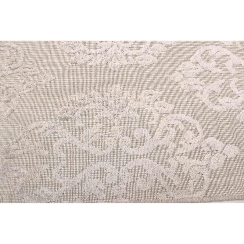 ECARPETGALLERY Hand Loomed Elysian Light Grey Viscose, Wool Rug - 5'0 x 8'0