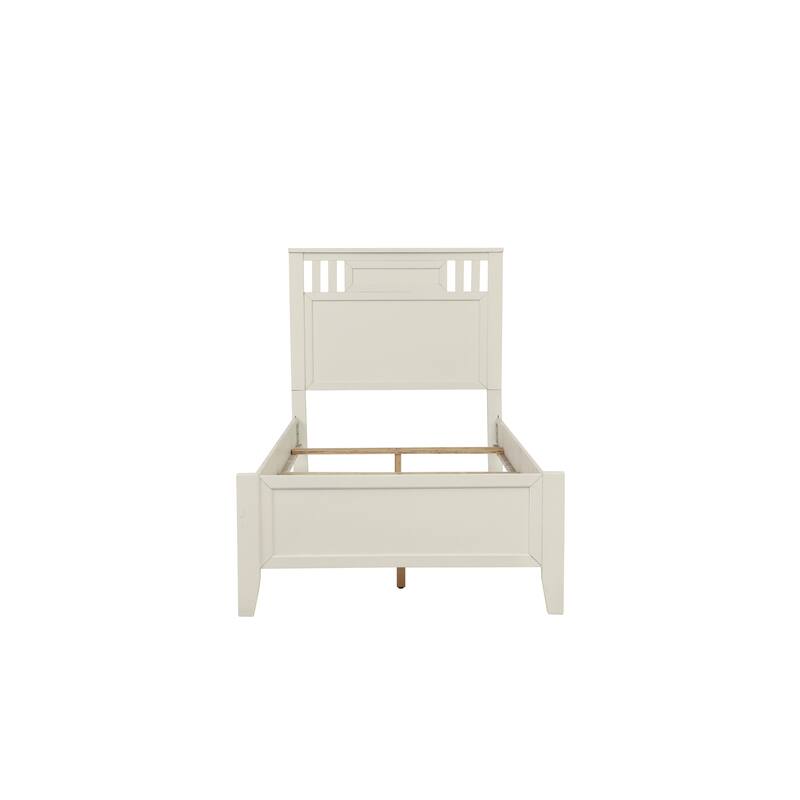 Full Size Bed with Unique Design Headboard, White Finish, Contemporary Style