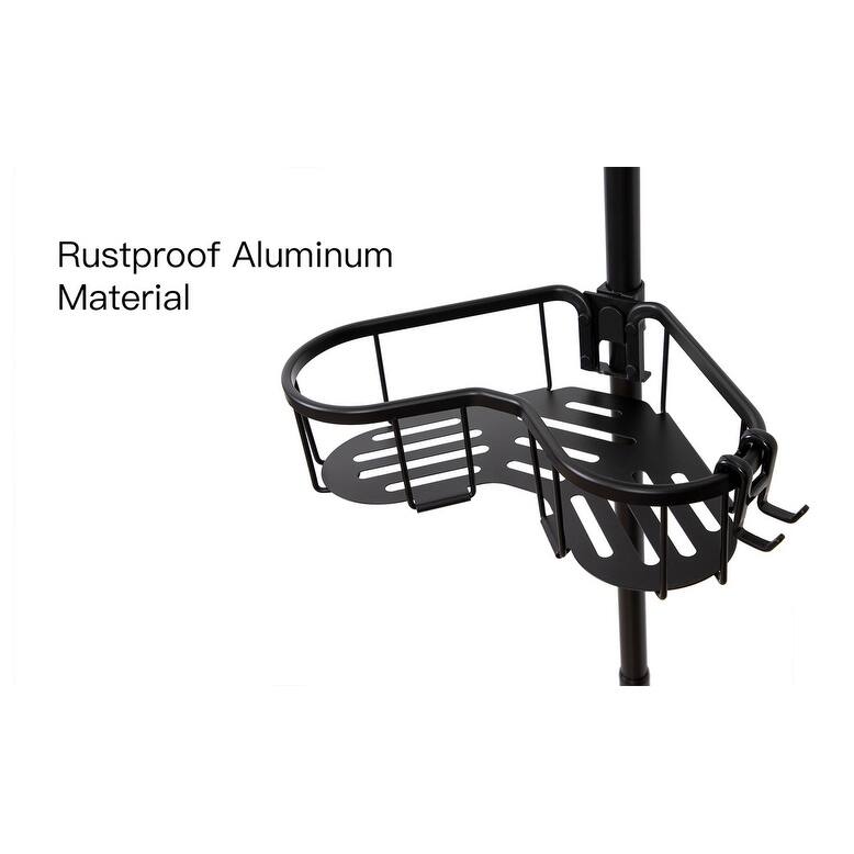 Utopia Alley Tension Rod Shower Organizer, Rustproof Corner Shower Caddy with 4 Adjustable Shelves, Chrome & Matte Black Finish