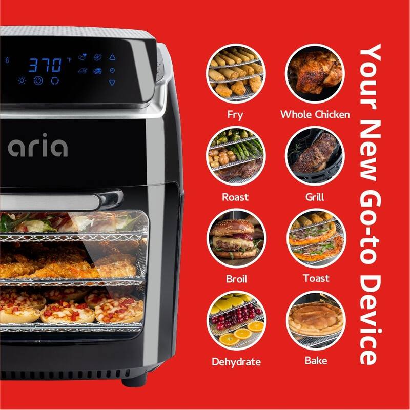 Aria 10 Qt. Air Fryer with Premium Accessory Set and Recipe Book 10QT