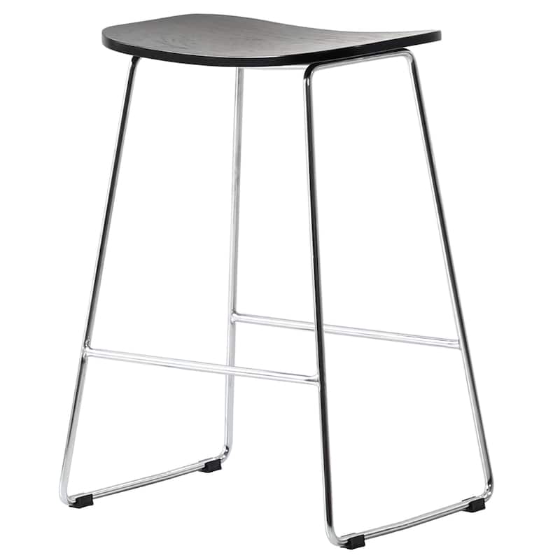 Melrose Modern Wood Saddle Seat Counter Stool by Set of 2 LeisureMod - 26"