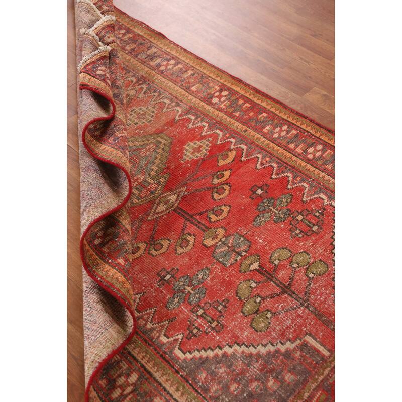 Hand Knotted Oriental 100% Wool Carpet Traditional Geometric Red Hamedan Area Rug - 6' 4'' X 4' 0''