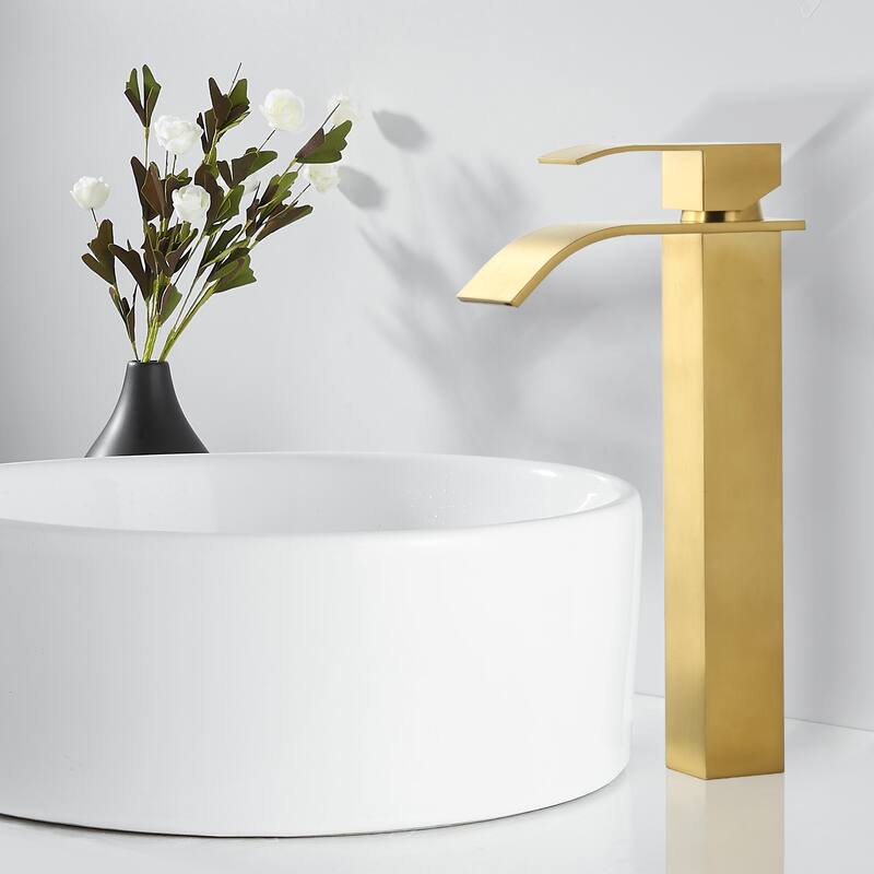 WOWOW Single Handle Single Hole Waterfall Bathroom Vessel Faucet