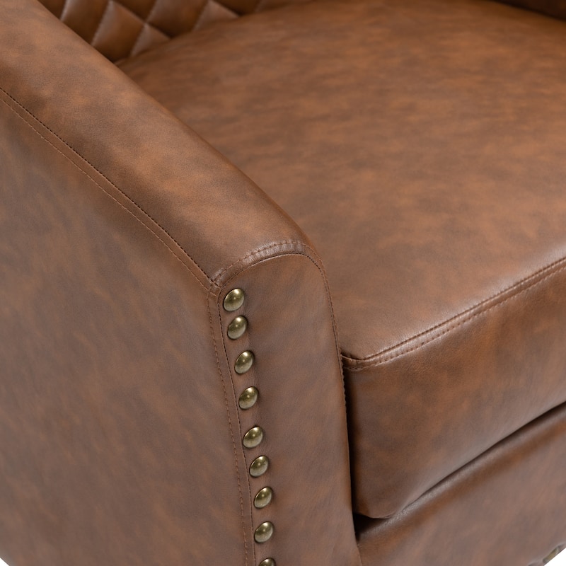 Faux Leather Barrel Accent Chair