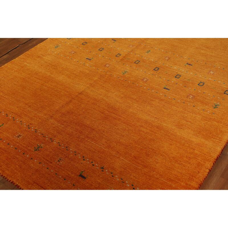Hand Knotted Oriental 100% Wool Carpet Tribal Tribal Oranges & Rust Gabbeh Area Rug - 7' 7'' X 5' 0''
