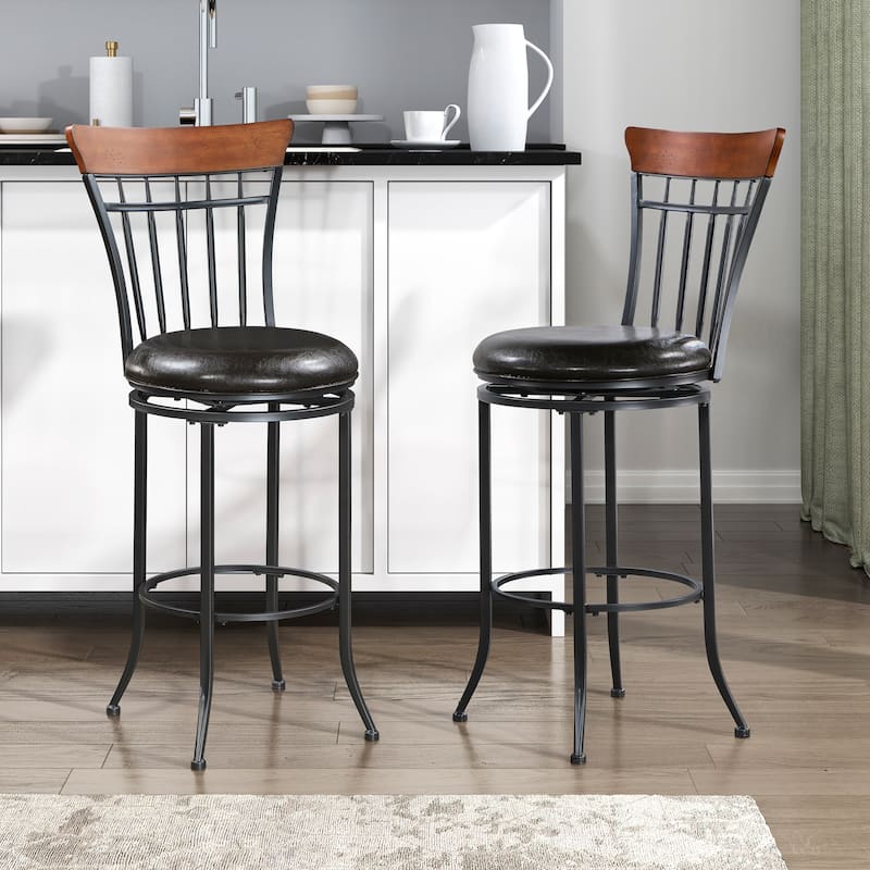 Argonne 29"H Faux leather Swivel Counter Height Chair - Metal Base