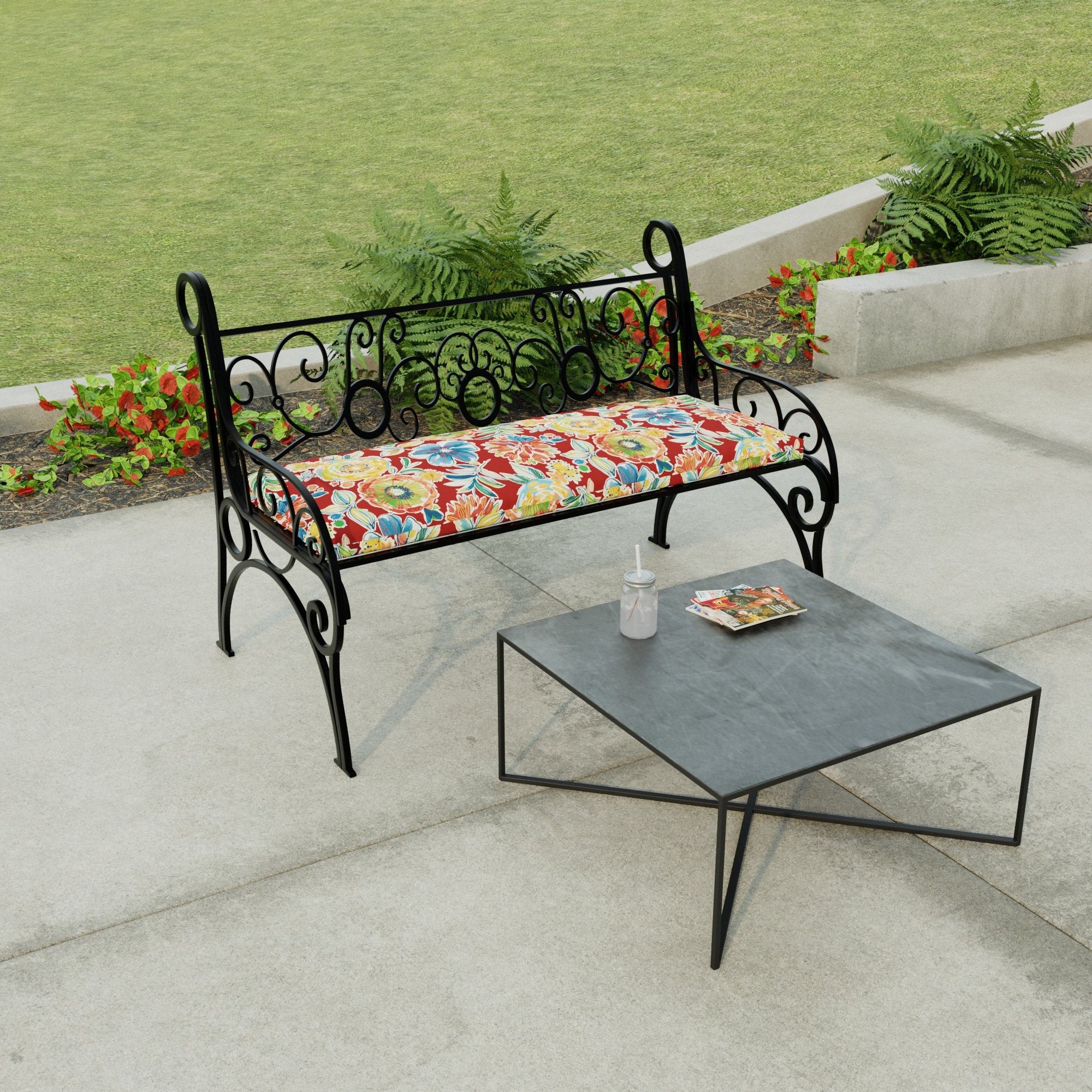 Overstock outdoor bench hotsell cushions