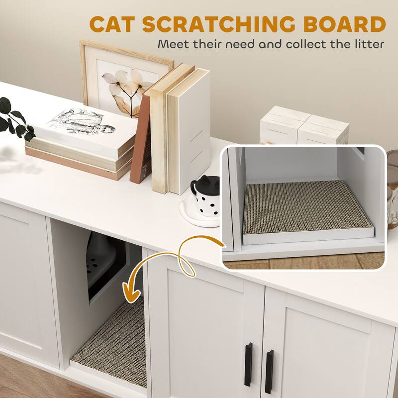 Multifunctional Cat House Wooden Litter Box Enclosure