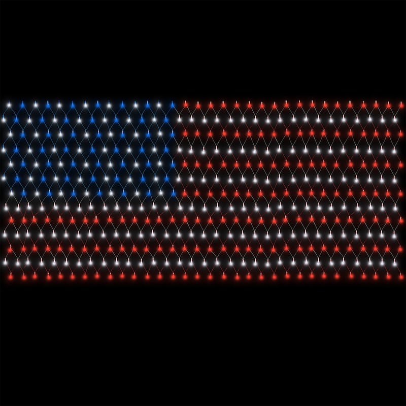 460 Light 4th of July USA LED Net Light Set, 4' X 6', Red/White/Blue, Clear Wire - Red/White/Blue