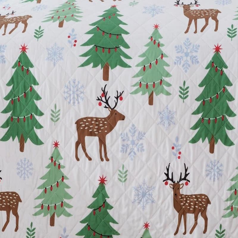 Premium Christmas Trees Microfiber Quilt Set With Shams