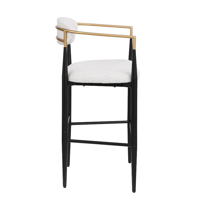 Roomfitters Upholstered Barstool Set of 2, Counter Height Seating with Backs and Iron Legs
