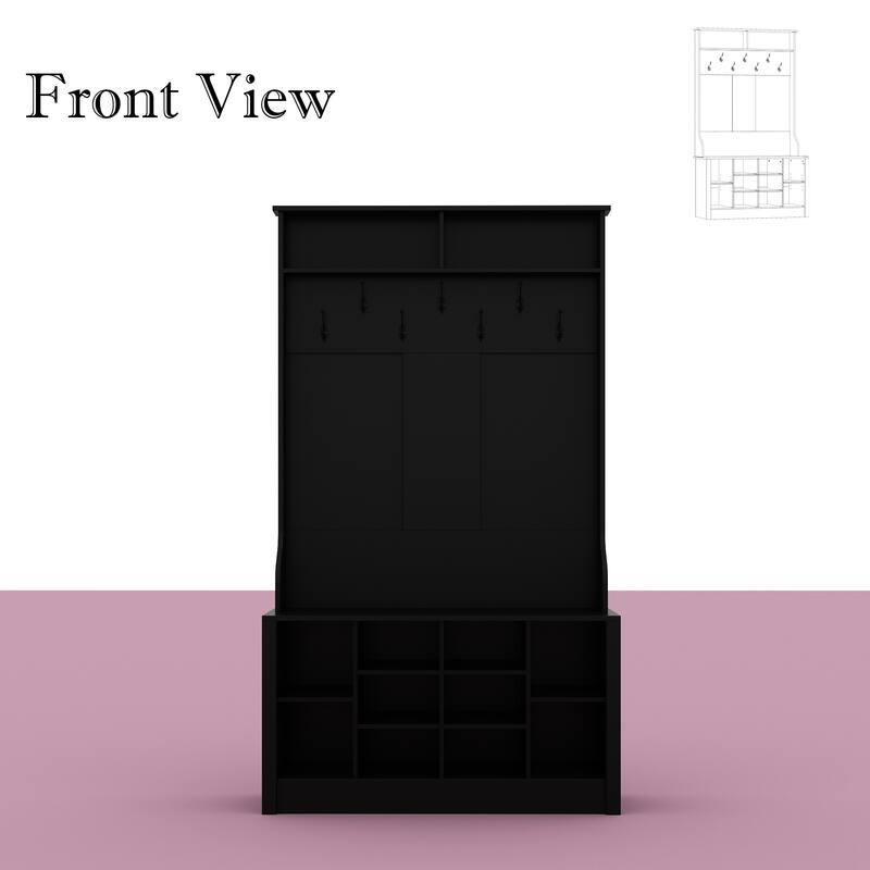 Coat Rack and Storage Bench Hall Tree with Shoe Rack for Entryway
