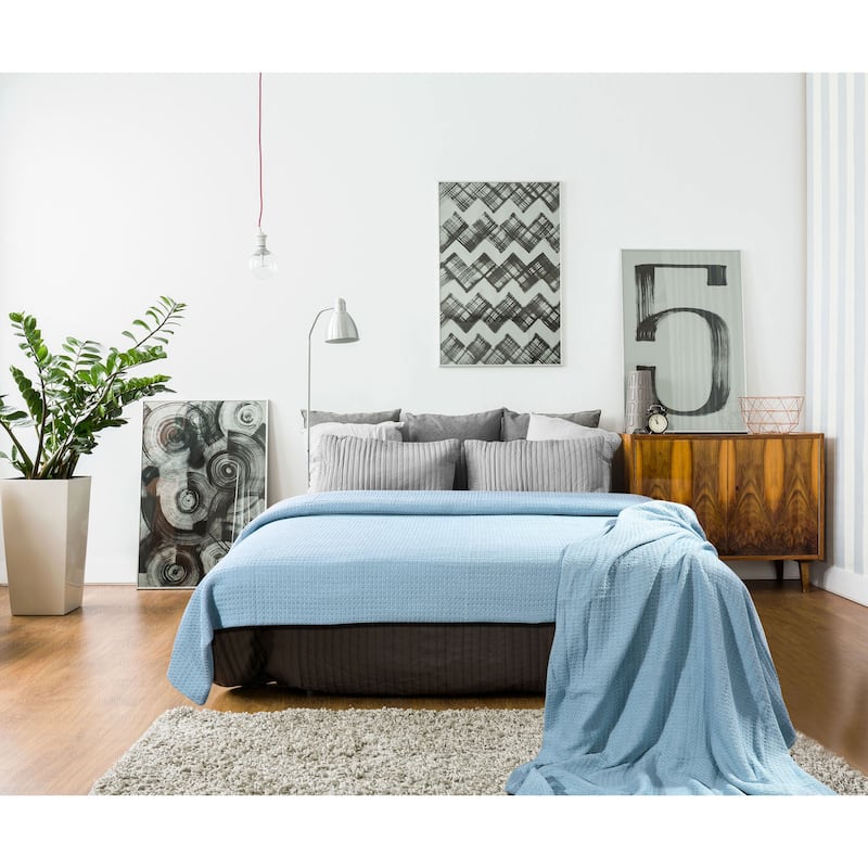 100% Cotton Blanket Basket Weave Stylish Design Soft Cozy Comfortable All Season Light Weight Spread Quilt Bed & Couch/Sofa