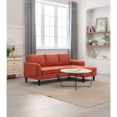 Orange Modern Fabric L-Shaped Reversible Sectional Sleeper Sofa with Storage
