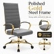 preview thumbnail 65 of 98, Benmar Ribbed Leather Executive High Back Office Chair with Gold Frame, Swivel, Tilt, Lumbar Support