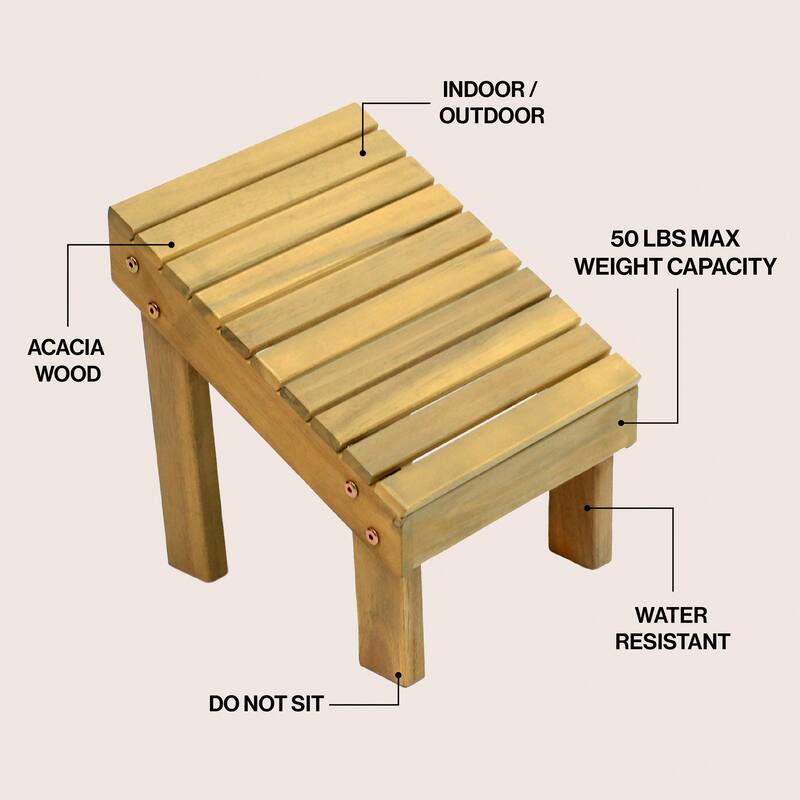 Saru 11.8" Traditional Classic Solid Acacia Wood Shower Shaving Foot Stool, By JONATHAN Y