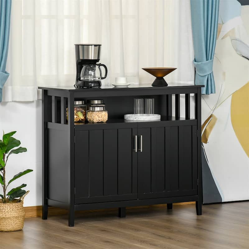 Sideboard Buffet, Kitchen Cabinet with 2 Doors and Adjustable Shelves - Black