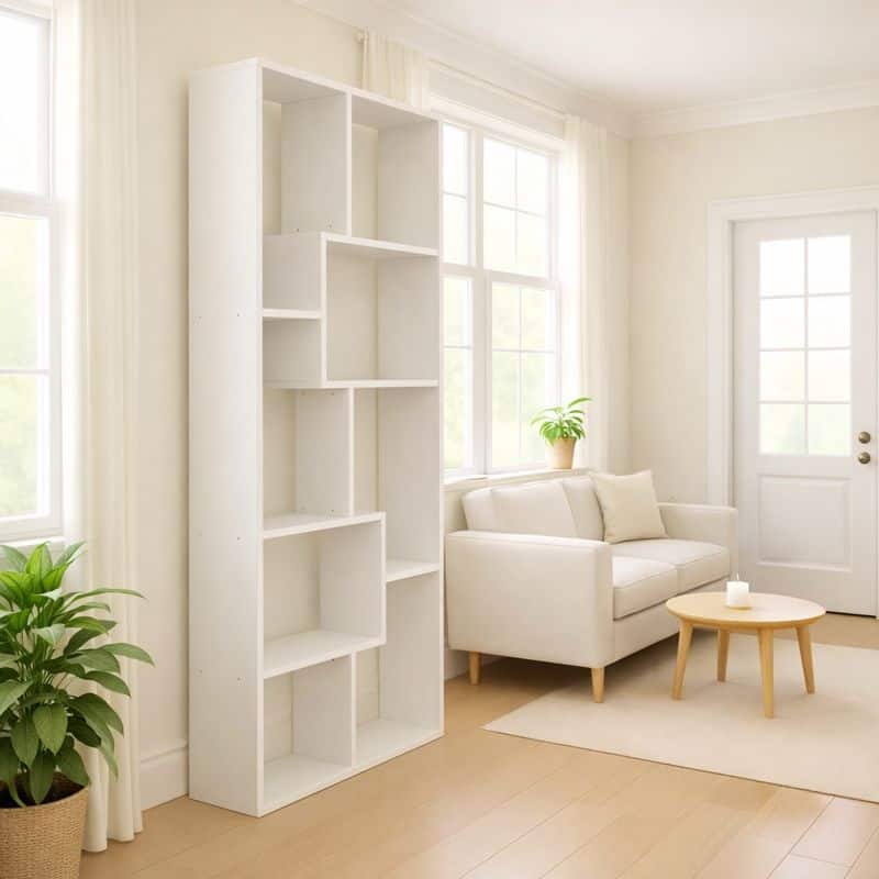 Asymmetrical Display Shelf & Bookcase, 5-Tier, Black