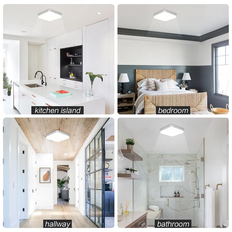 24Watts Square Selectable LED Flush Mount Ceiling Light for Dining Room Living Room Bedroom Kitchen - 7.08"Dx1.57H"
